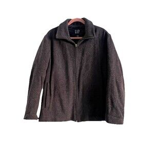 Vtg Y2K 2001 Gap Mens Small Wool Quilted Full Zip Bomber Jacket Charcoal Gray